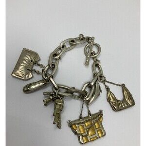 Kenneth Cole Reaction Charm Bracelet Shoes Purses Keys Mostly Silver Tone